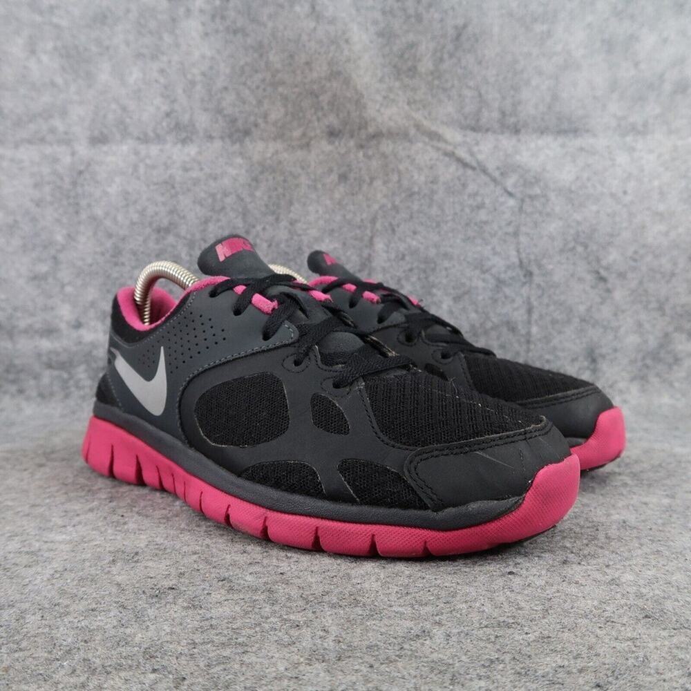Nike Shoes Womens 7.5 Athletic Trainers Flex Run Active Black Pink Lace Up Sport